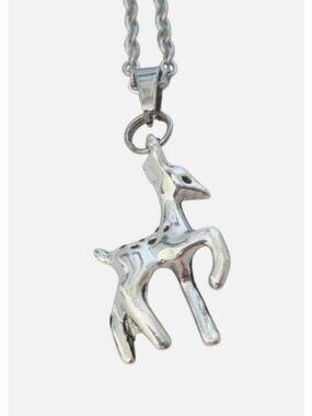 New Fawn Deer Pendant Necklace on 18 inch Stainless Chain Wildlife Animal Jewelr